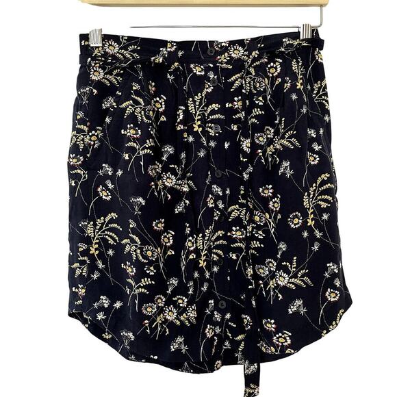 Ann Taylor LOFT Dresses & Skirts - Ann Taylor LOFT navy floral miniskirt belt elastic waist women's size XS pockets